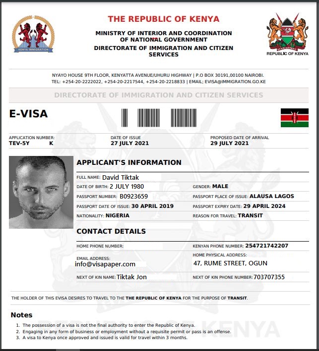 Kenya visa for Nigeria